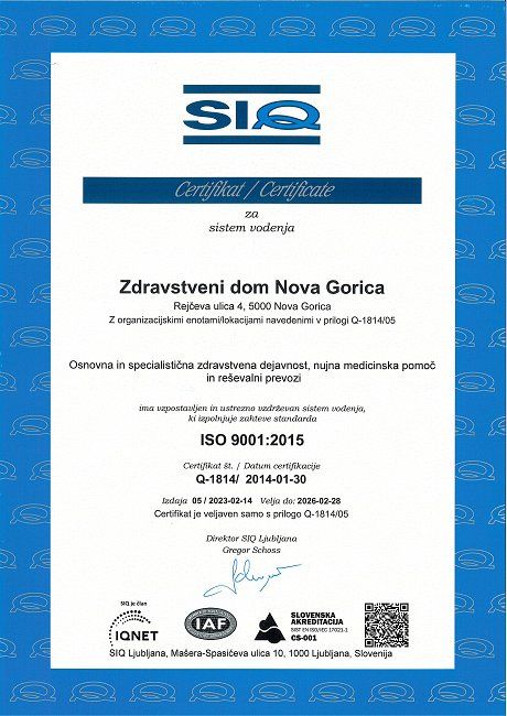 Certifikat za sistem vodenja